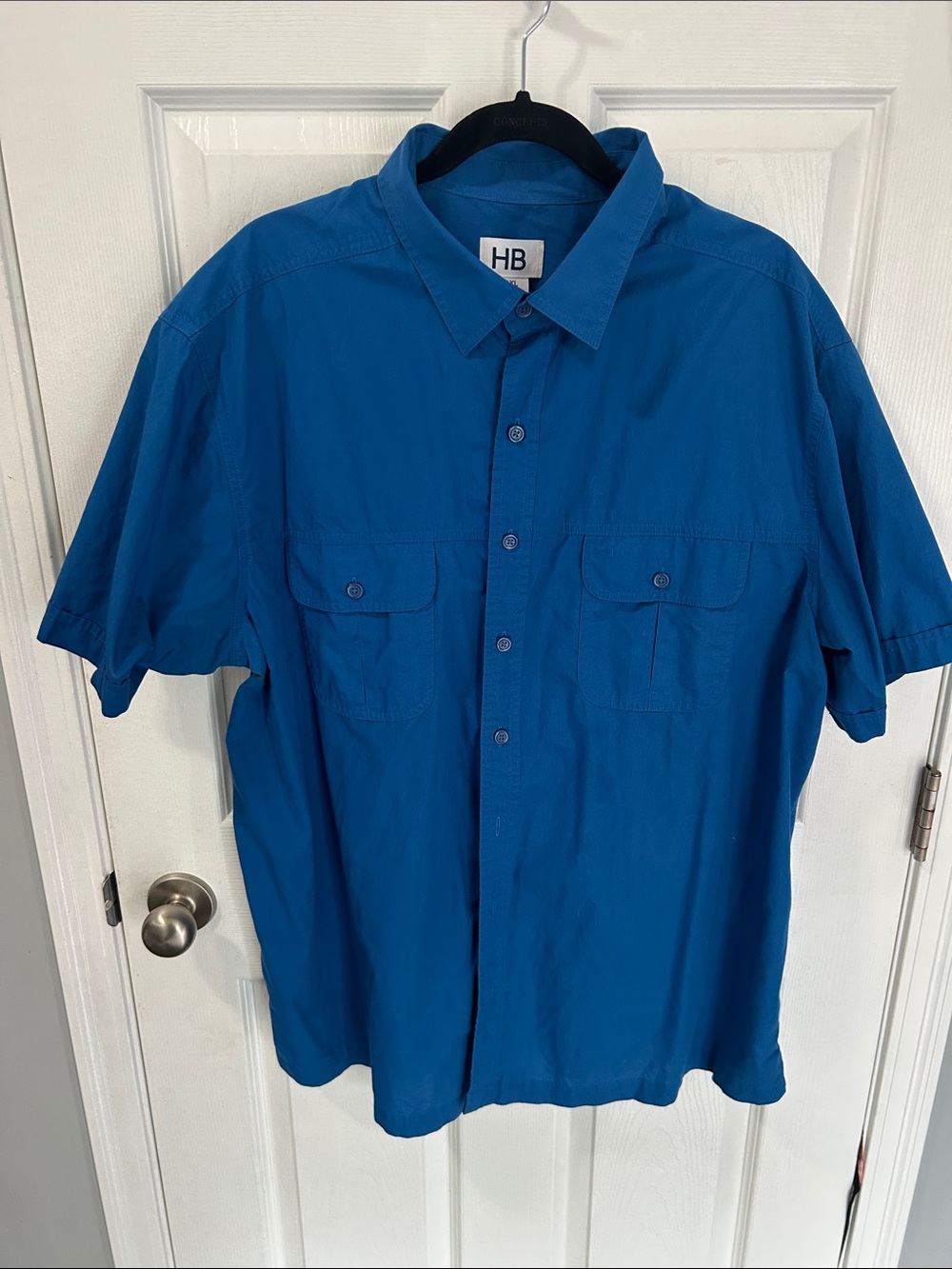 Men's Short-Sleeve Button-Down Shirt in Bright Blue